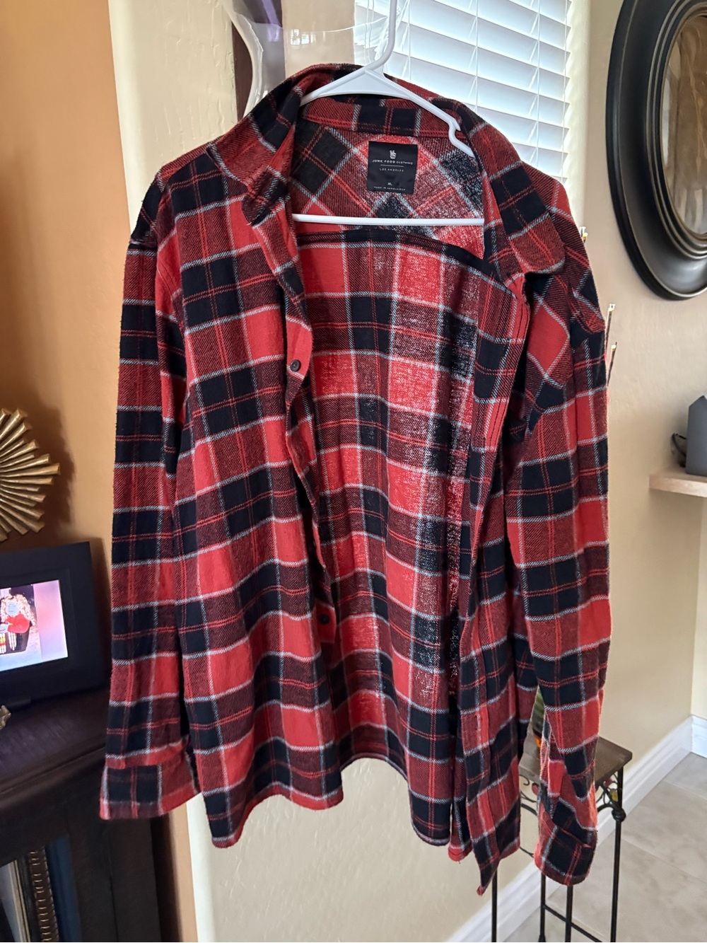 Junk Food Clothing Red & Black Plaid Shirt / Shacket